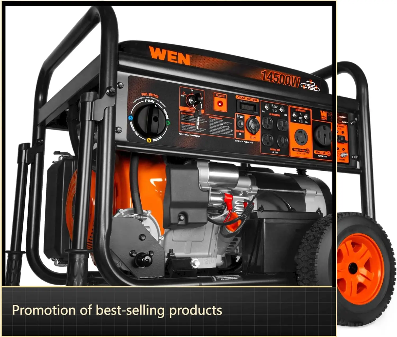 

14500 Watt Tri Fuel Generator 120V 240V Transfer Switch Ready Electric Start Wheel Kit