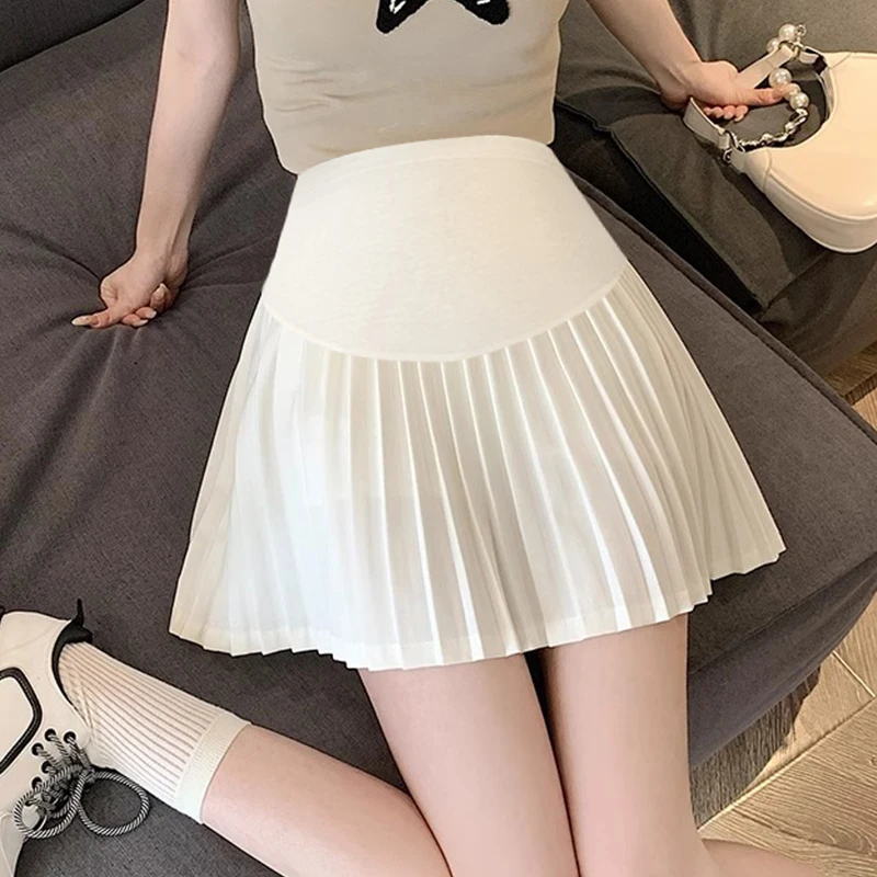 Summer Fashion Pleated A Line Mini Skirts Maternity Elastic Waist Belly Hot Bottoms for Pregnant Women 24ss Y2k Youth Pregnancy