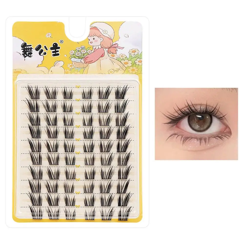 8-12MM Natural Fairy Lash Clusters D Curl Invisible Lash Band Manga Eyelash Clusters Wet-Look Wispy Anime Individual Lashes