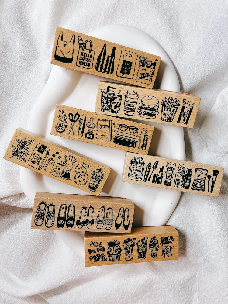 Cute Drink Foods Wood Stamp for DIY Hobbyists - Card Making Scrapbooking Wooden Seal for Journaling And Crafting