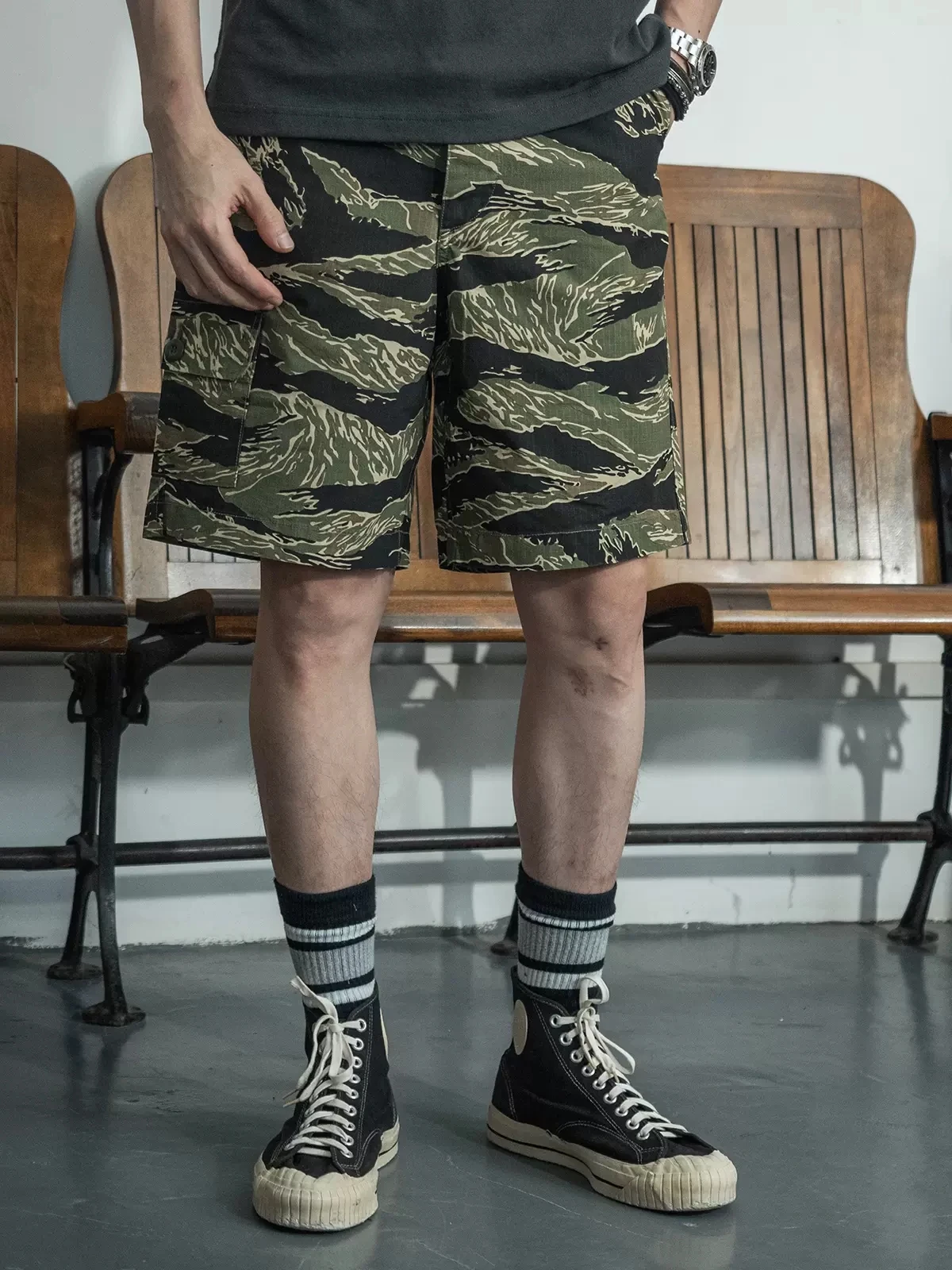 Non Stock JWD Pattern Tiger Stripe Camo Short Ripstop Camouflage Cargo Shorts TCU