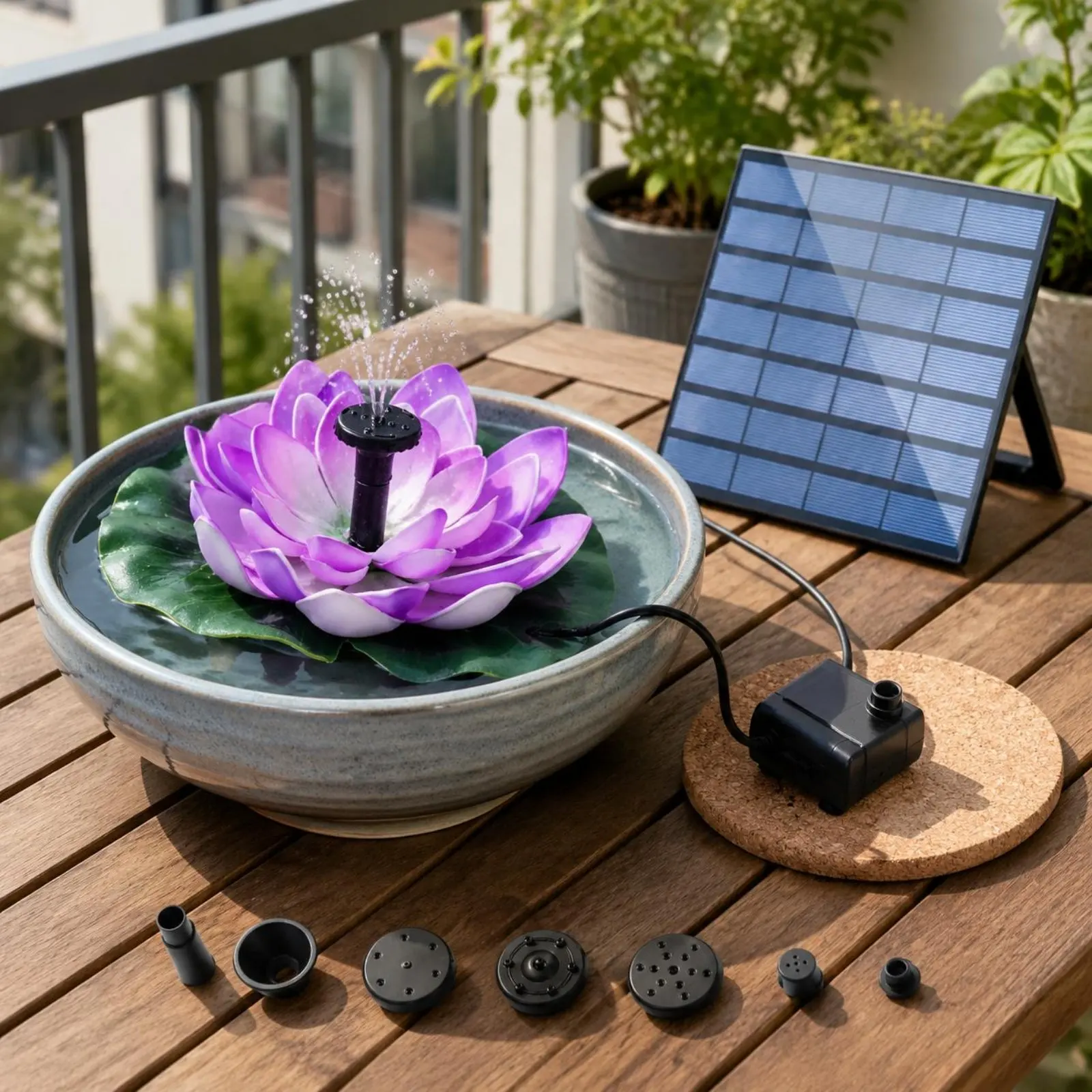 : Decoración de jardín y estanque de agua
