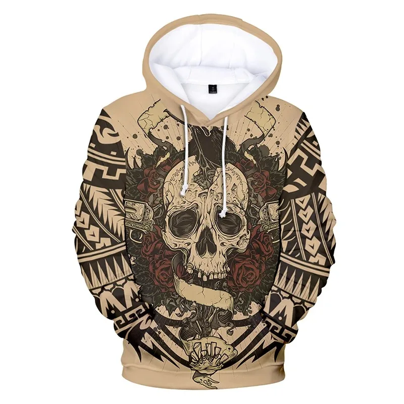 

3d hoodies pullover tattoo skull pink print fashion men's hoodie casual long sleeve harajuku 3d hoodie with hood 2024