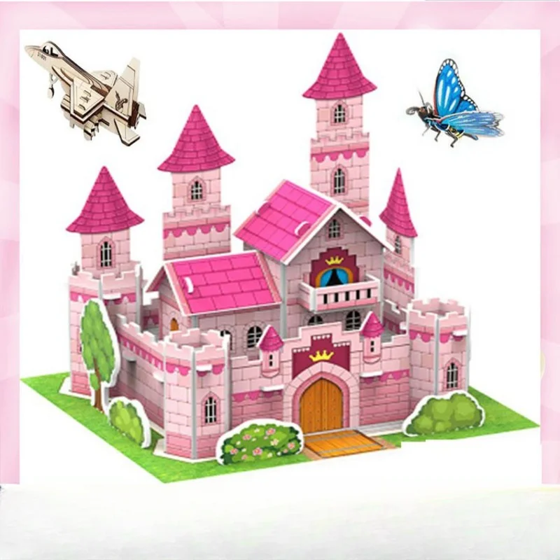 Children's jigsaw puzzle DIY house for boys and girls, baby early education building blocks, toys, educational assembly.