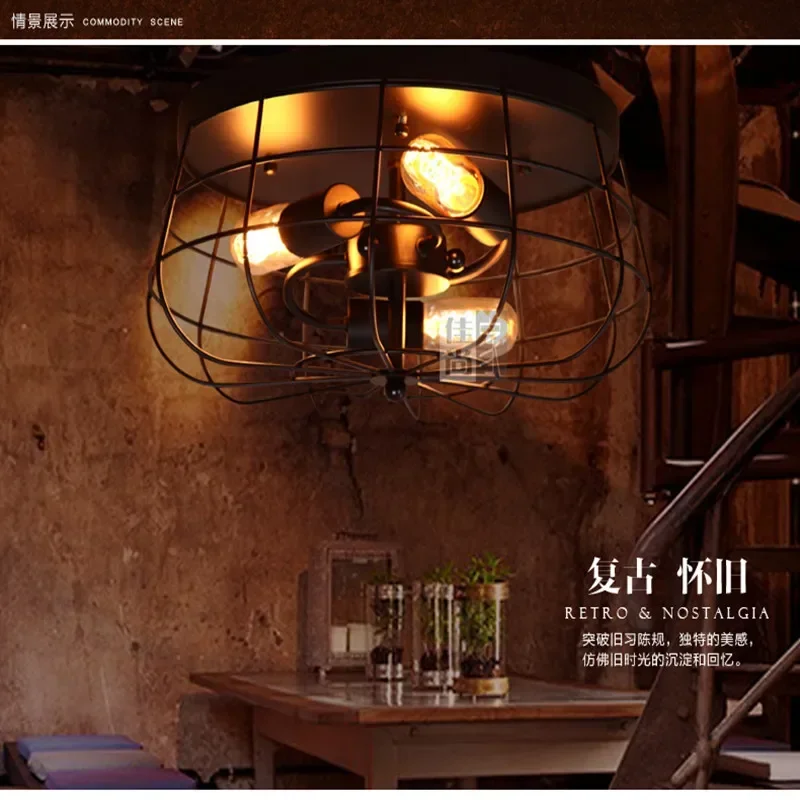 Nostalgic American Fan Edison Bulb Balcony Vintage Ceiling Light Study / Restaurant Light Loft Style Bar Lights