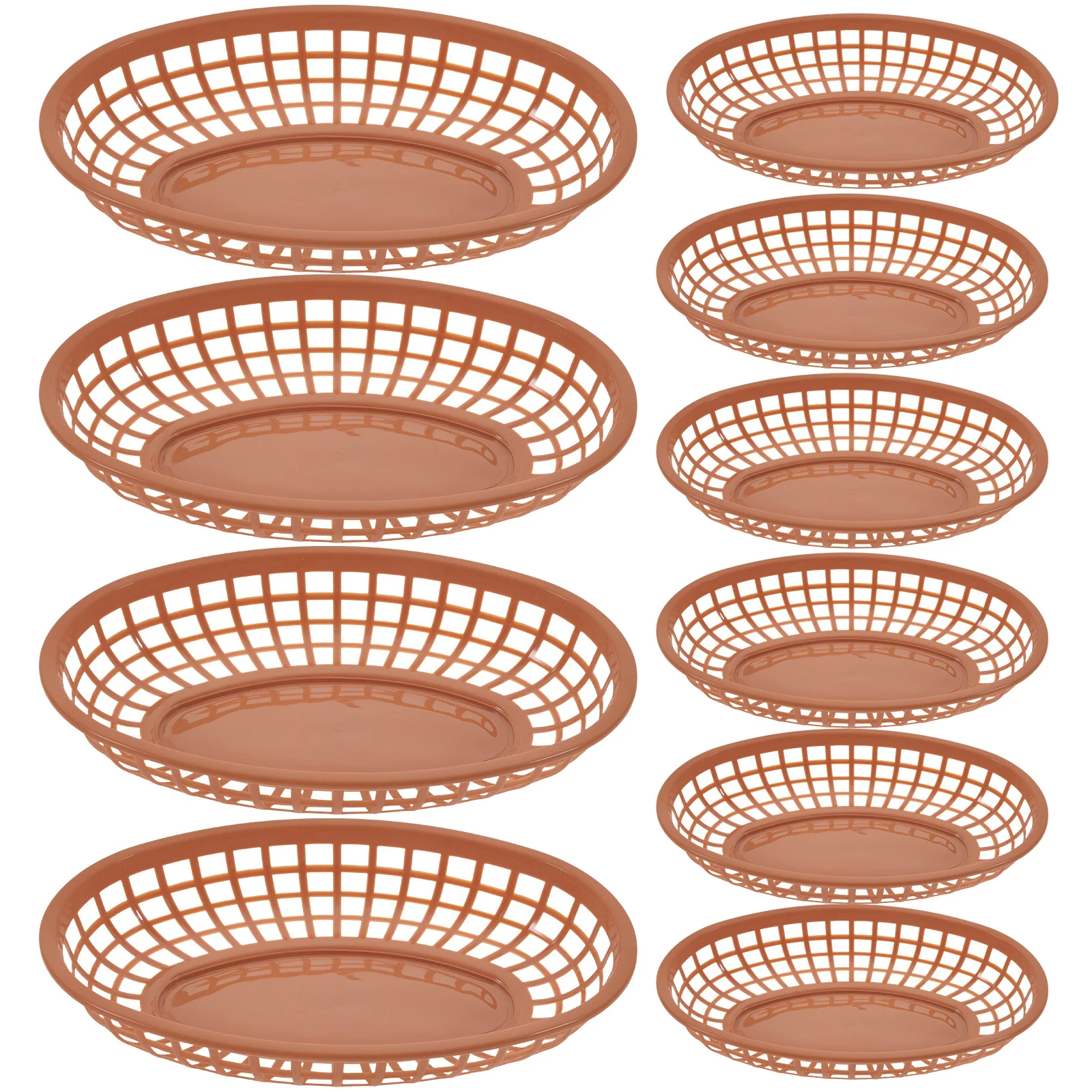 12 قطعة سلال طعام بيضاوية قابلة للغسل سلة تخزين بلاستيكية مدمجة للوجبات السريعة والبرغر والبطاطس والوجبات الخفيفة وغرفة الطعام والمطبخ