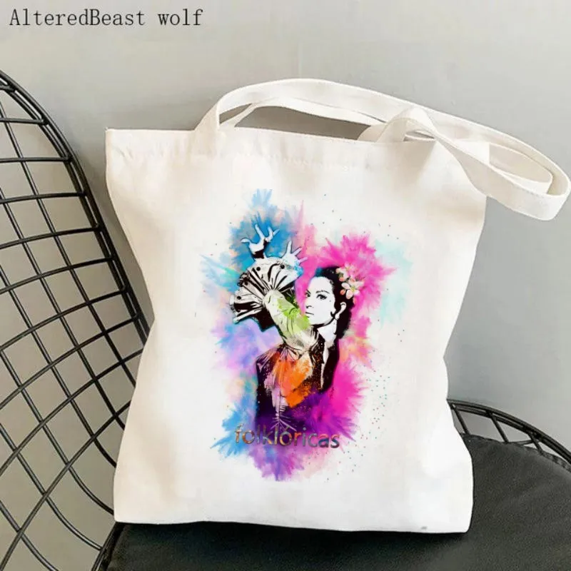 Women Shopper bag Lola Flores Whirlwind Of Colors Printed CanvasTote Bag Harajuku Shopping Canvas Shopper Bag girl Tote Bag