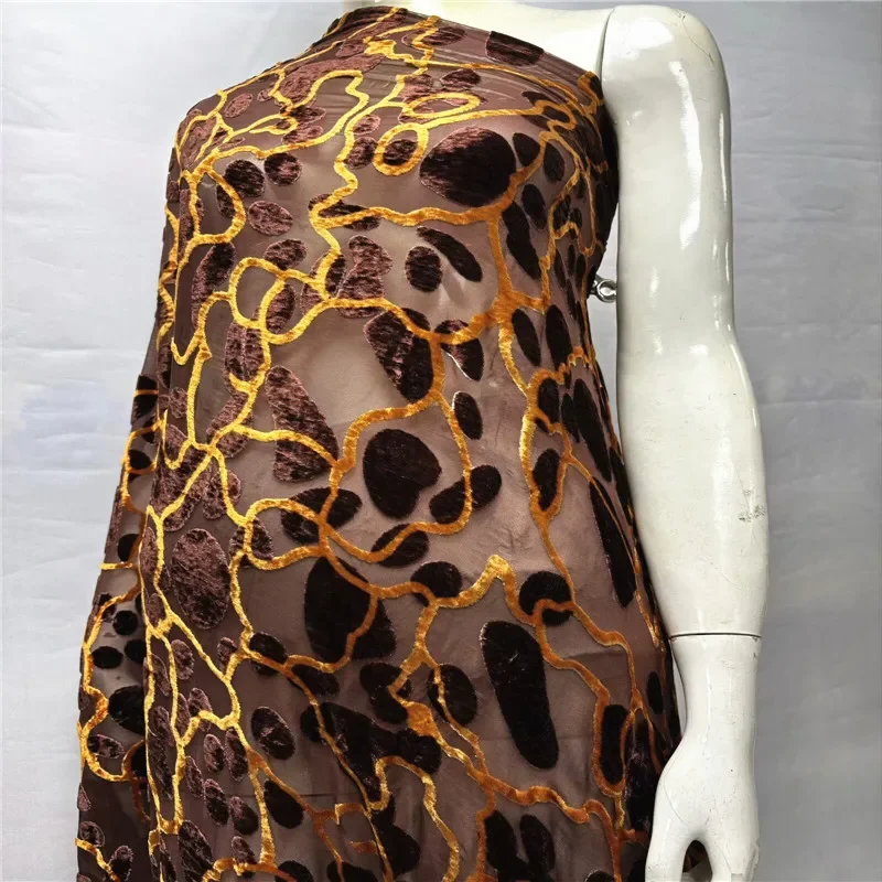 

5 ярдов, нигерийская флокированная бархатная кружевная ткань с блестками, байковая африканская тяжелая бусина и жемчуг для женщин, вечерние платья 12L89202