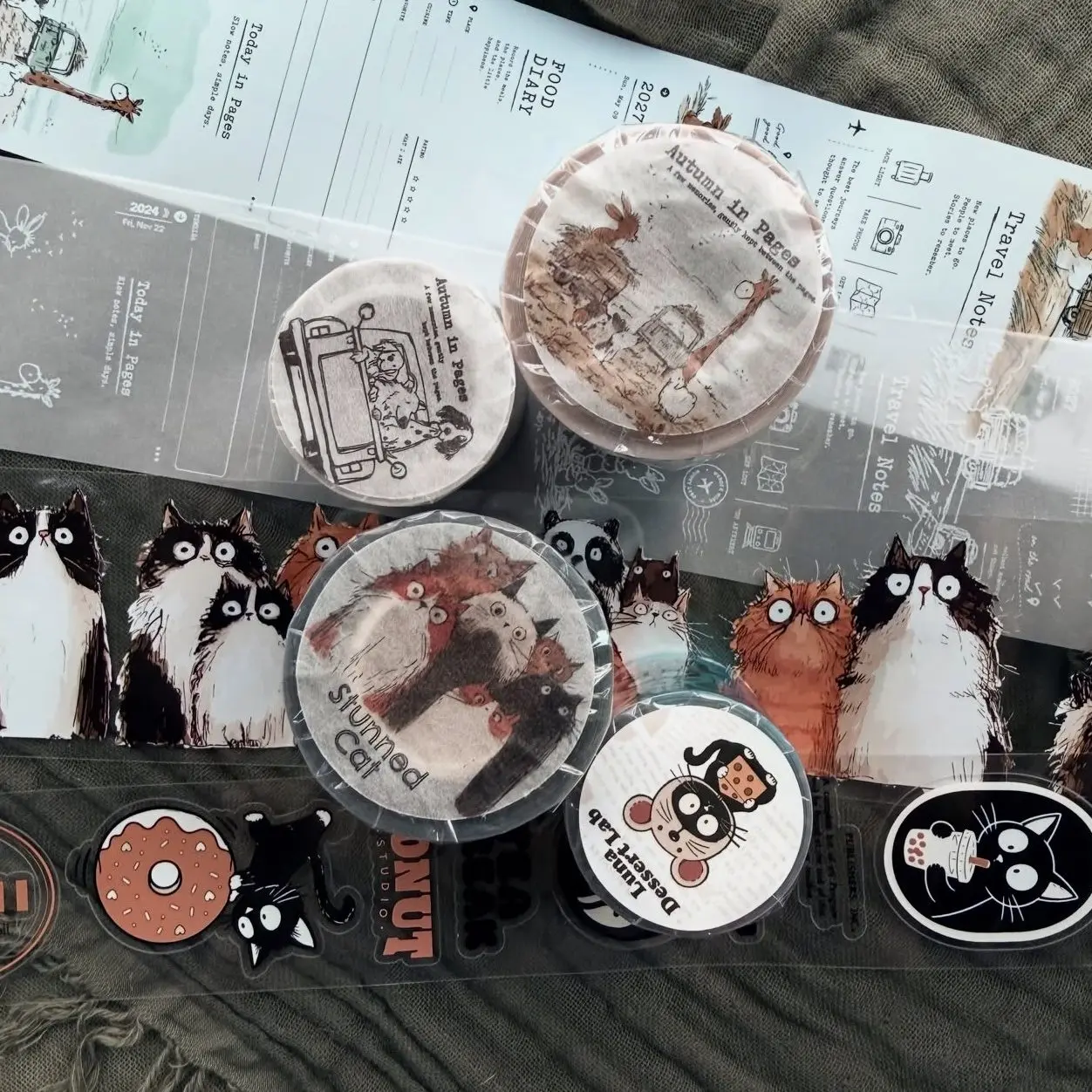 NEVERLAND Studio Vintage Lovely Dessert Lab Cat Washi Paper Tape Planner DIY Card Making Scrapbooking Plan Decorative Sticker