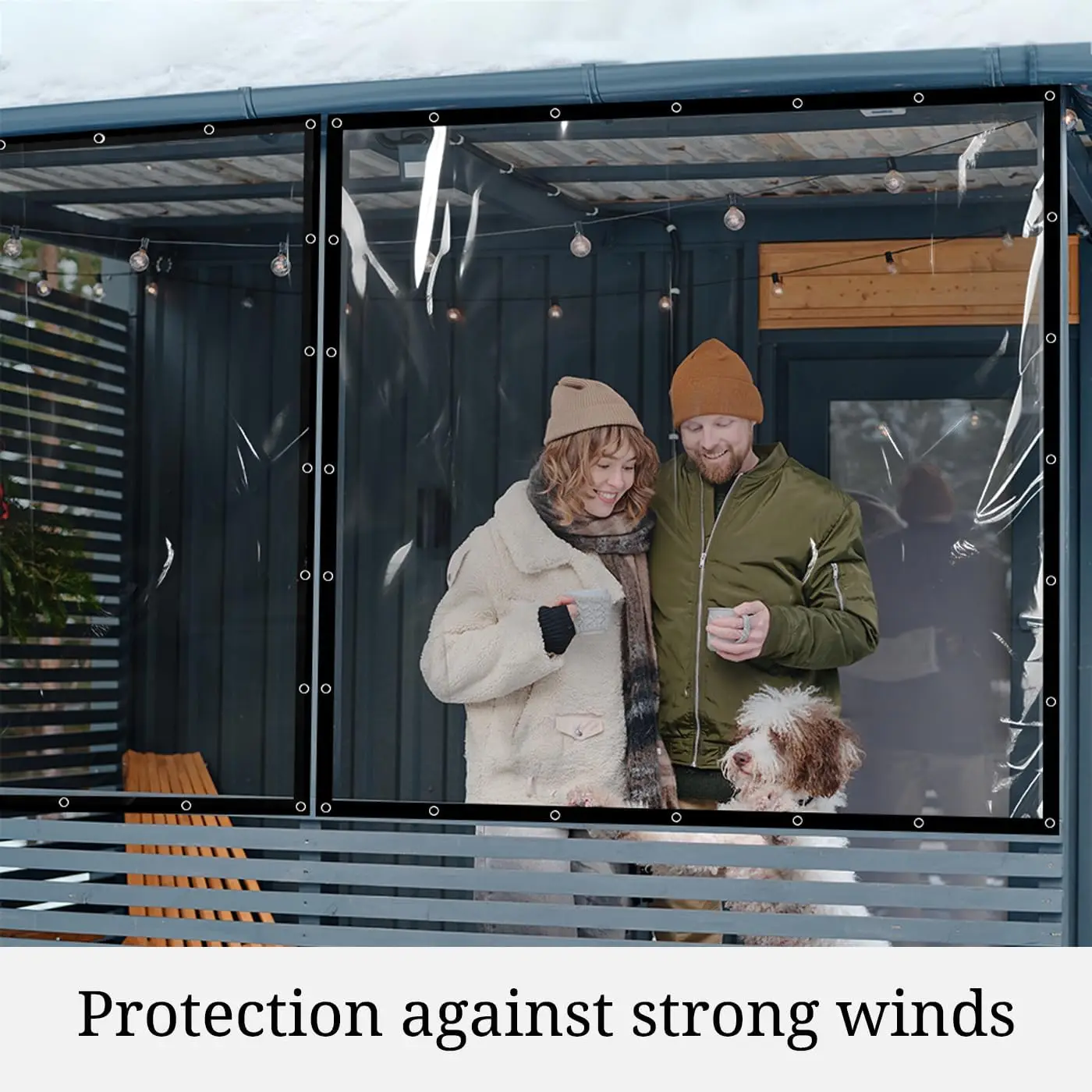 قماش القنب الشفاف عالي التحمل مقاوم للماء، قماش القنب الشفاف 20 مل مع الحلقات، قماش القنب الخارجي لأغطية الفناء، شاشات الشرفة، Gre #4