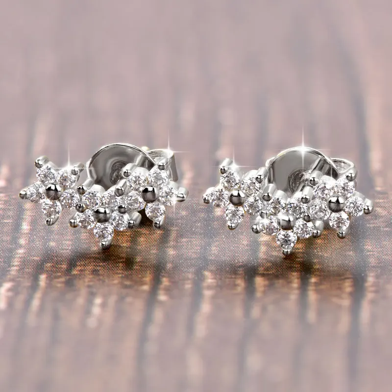 Lnngy Zertifizierte Moissanit-Ohrstecker Niedliche Blumen-Knorpel-Ohrringe für Frauen Exquisiter Fünfzackiger Stern Ohrschmuck Geschenk – Detail 7