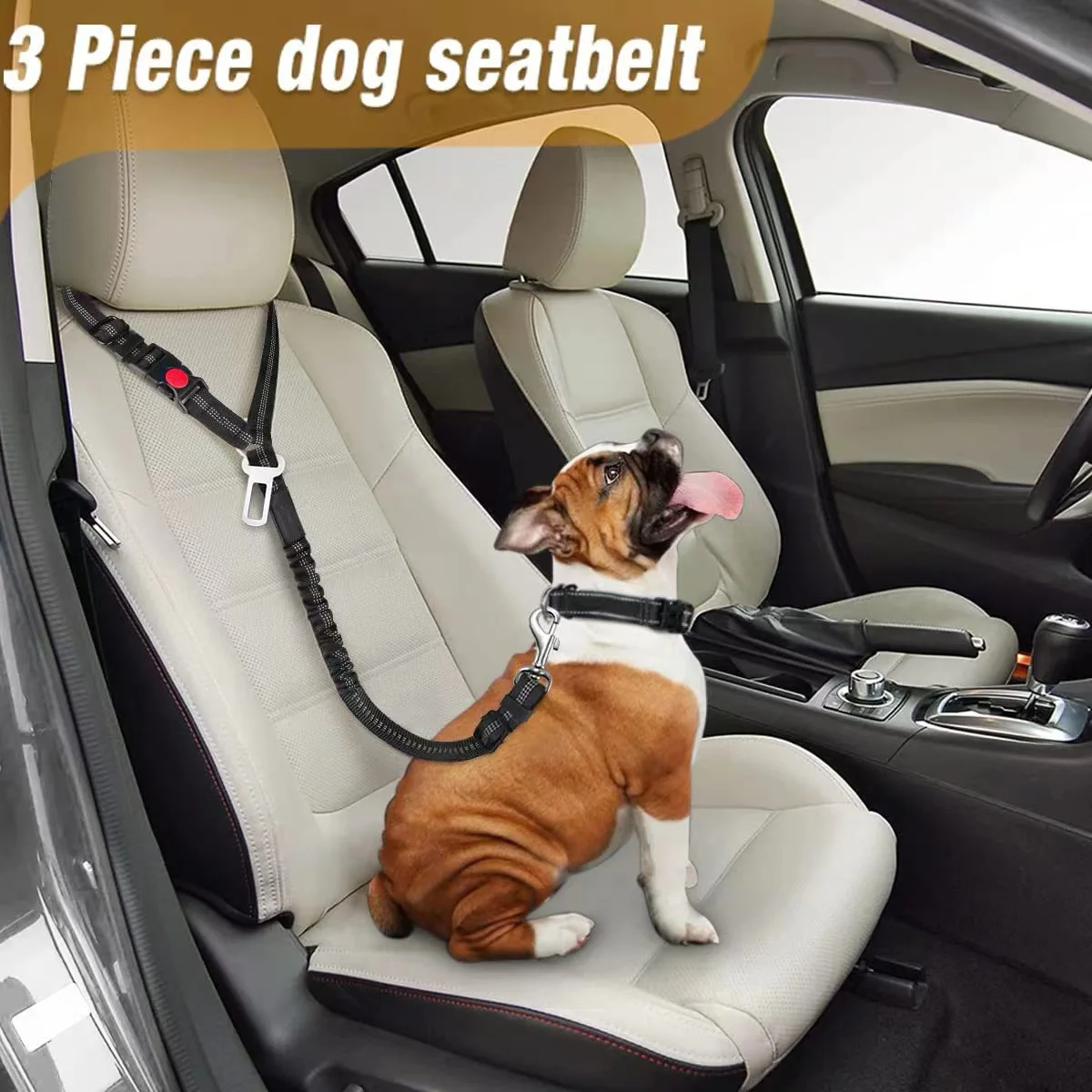 Reflective Pet Car Seat Belt Elastic Dog Safety Belt with Inserts Safe Rope Adjustable Short Leash Lead Dog Seat Belt Stuff