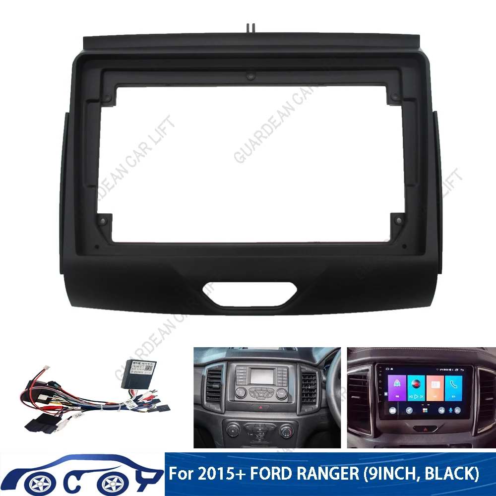 Para ford ranger 2015 + 2din rádio do carro fáscia dvd estéreo quadro placa adaptador montagem painel instalação moldura mp5 painel guarnição kit