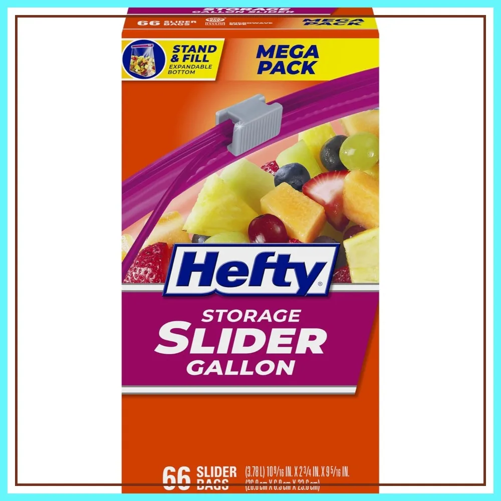 

Gallon Size Slider Storage Bags, 66 Count for Kitchen Food Storage