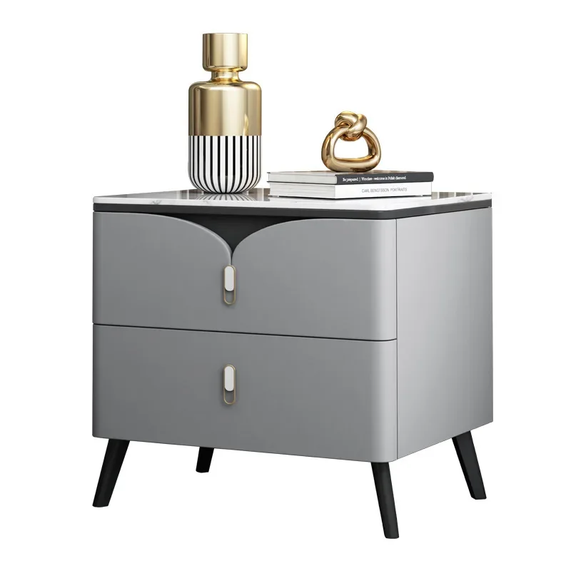 Bedside table solid wood modern simple light luxury bedroom minimalist small all solid wood slate