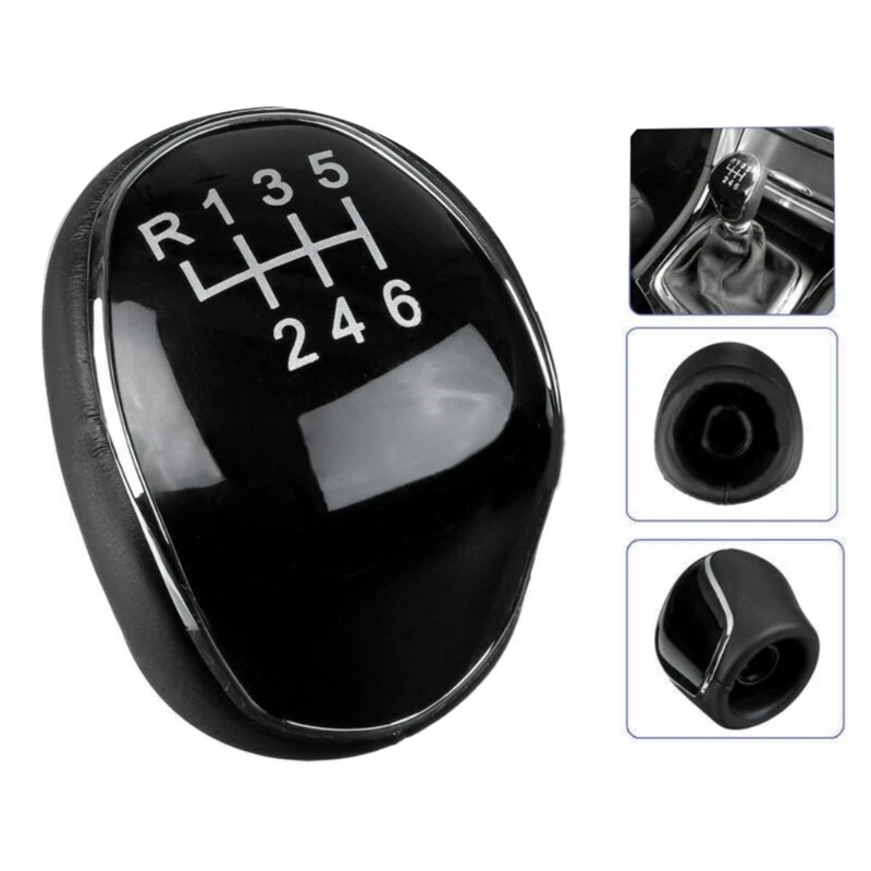 Car Black Leather Gear Shift Knob Headball For Ford Transit Connect Tourneo Custom S-Max Galaxy Kuga Focus Mk3 Mk2 Accessories