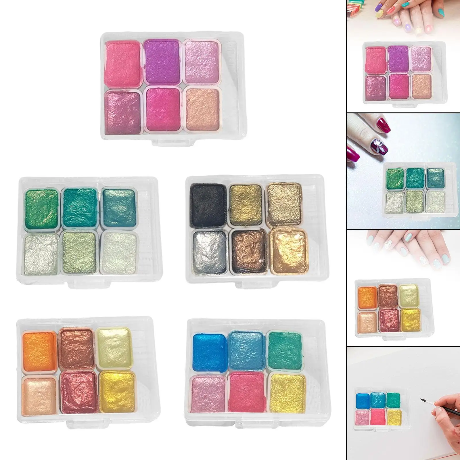 Juego de pigmentos para decoración de uñas con 6 colores para diseños creativos de uñas