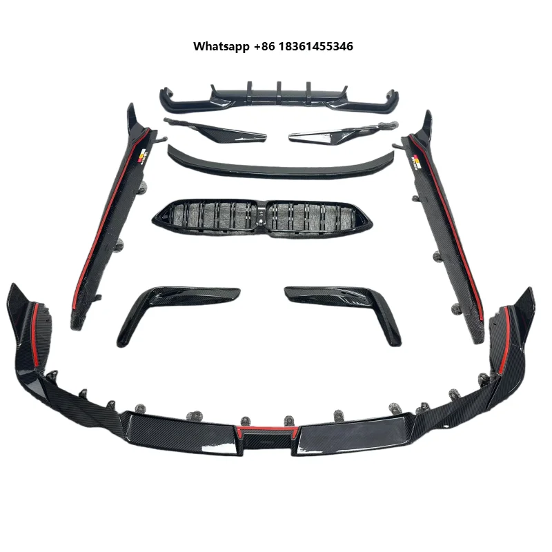 Für 8er Serie M8 F92 F93 19-22 Upgrade SQ Style Spoiler Frontlippe Tuyere Heckdiffusor Grill Trockenes Kohlefaser-Karosseriekit