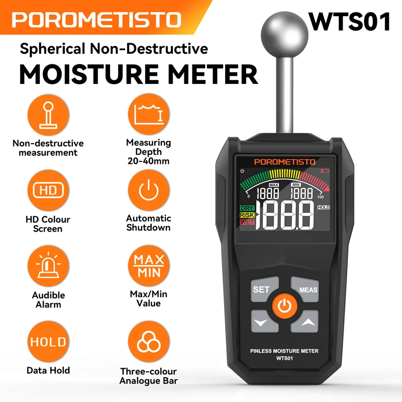 WTS01/WTS01Pro Digital Wood Moisture Meter Timber Damp Detector Hygrometer  LCD Non-destructive Humidity Tester for Woodworking