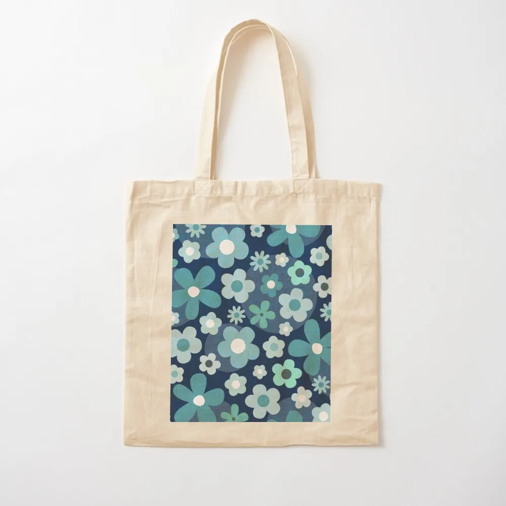 Groovy Baby - Indigo and Aqua Tote Bag Canvas shopping trolley bag Shopper bag
