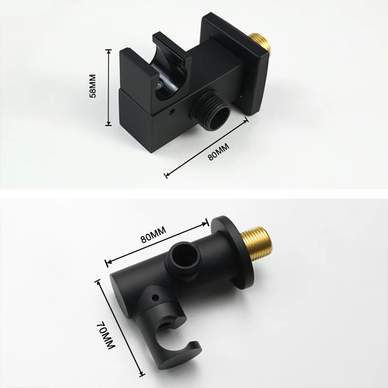 Matte Schwarz Hand Dusche Messing Hand Dusche Kopf Bad Wasserhahn Zubehör Einstellbare Runde & Square Handheld Dusche Halter