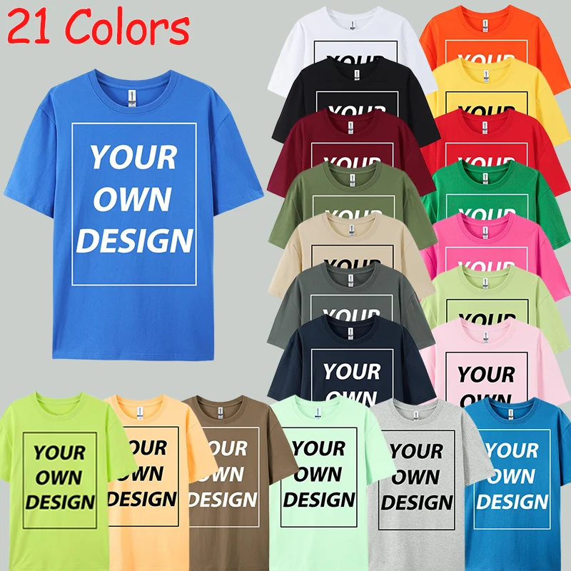 Personalized Custom Print 21 Color Fashion Short Sleeve Man Cotton O-Neck T Shirt Casual Team Street Clothes Breathable Work Top