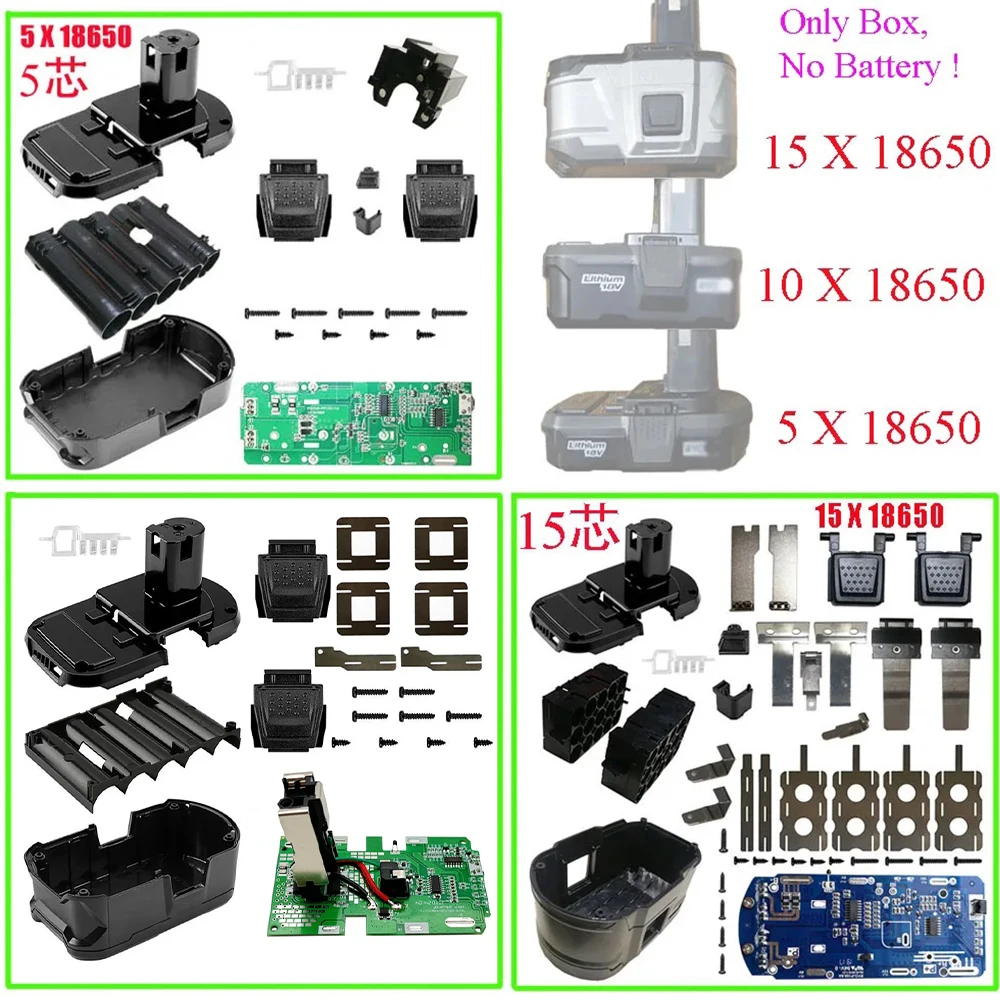 เคสแบตเตอรี่ Li-ion พลาสติกแผงวงจรป้องกันการชาร์จกล่อง PCB สำหรับ RYOBI 18V P108 P103 BPL-1815 /1820g/18151/1820 ONE +