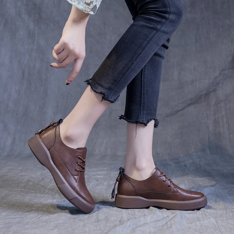 Botas Vintage para mujer, zapatos planos grandes individuales, los estudiantes pueden usar zapatos individuales hechos a mano de estilo británico, primavera y otoño, 2022