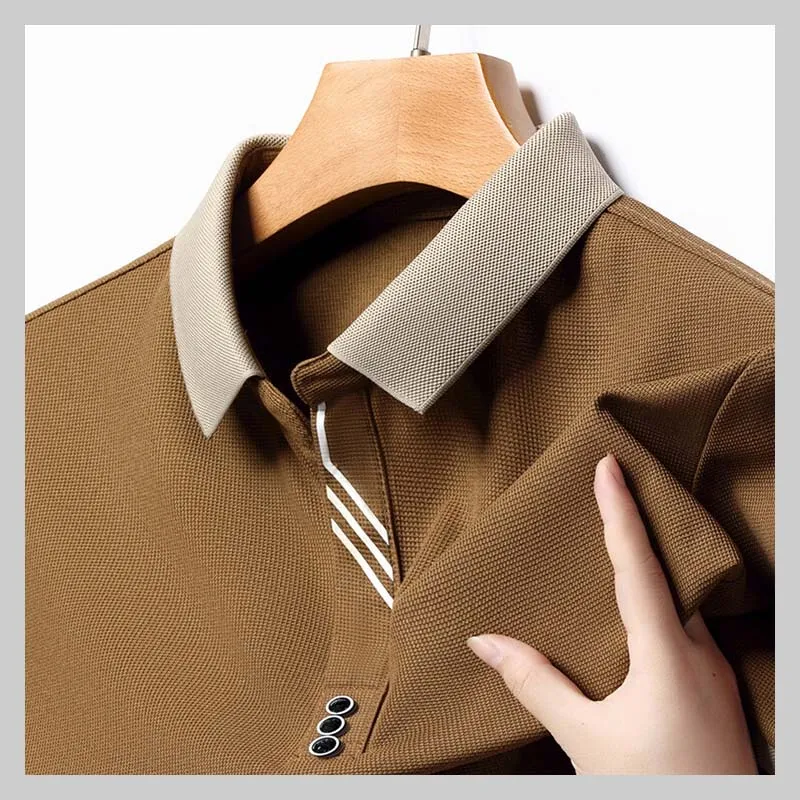 2024 High-End Summer Business Casual Cool Breathable Fabric Men\'s Lapel Polo Shirt Short Sleeve Fashion Designer Tops M-4XL