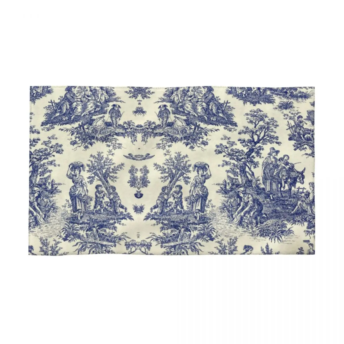 Custom Toile De Jouy Blue Towel Cotton French Navy Blue Motif Bathroom Shower Sports Yoga Towels