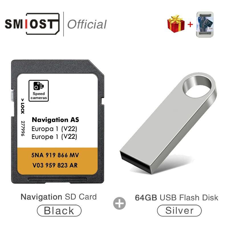 

32GB SD Card for VW AS V22 Car Navigation System MIB2 with GPS Map Software Newest 2025 Version