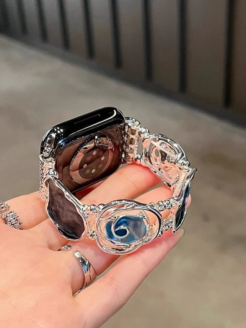 لطيفة روز مطاطا سوار ل سوار ساعة يد آبل سلسلة 10/9/8/7/6/5/4/3/2/1 SE 40 مللي متر 41 مللي متر 42 مللي متر 44 مللي متر 45 مللي متر 46 مللي متر 49 مللي متر حزام