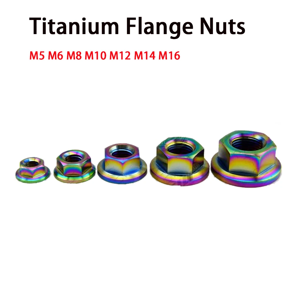 

1pcs Titanium Nut M5 M6 M8 M10 M12 M14 M16 Locking Flange Nuts for Bicycle Motorcycle