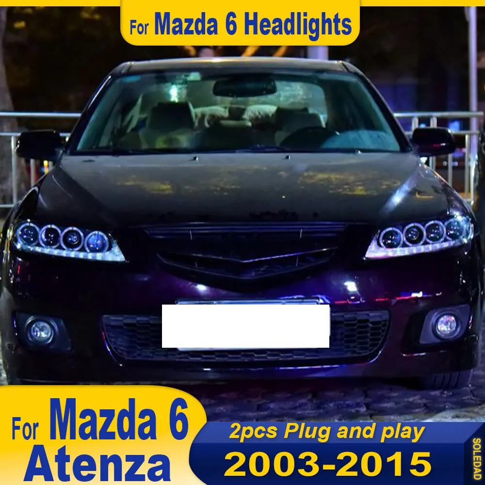 

Автомобильные фары Стайлинг для Mazda 6 фары 2004-2015 Mazda 6 фара DRL указатель поворота ближнего света линза проектора 2 шт.