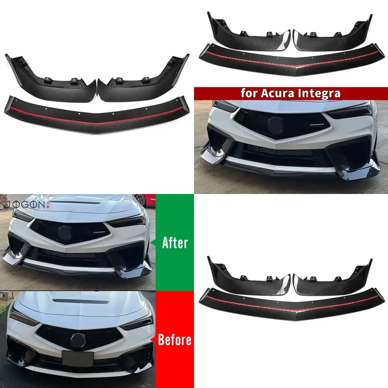 True Dry Carbon Fiber Front Bumper Lip Shunt Protective Cover Trim for Acura Integra Type S 2023-2026 Body Accessories