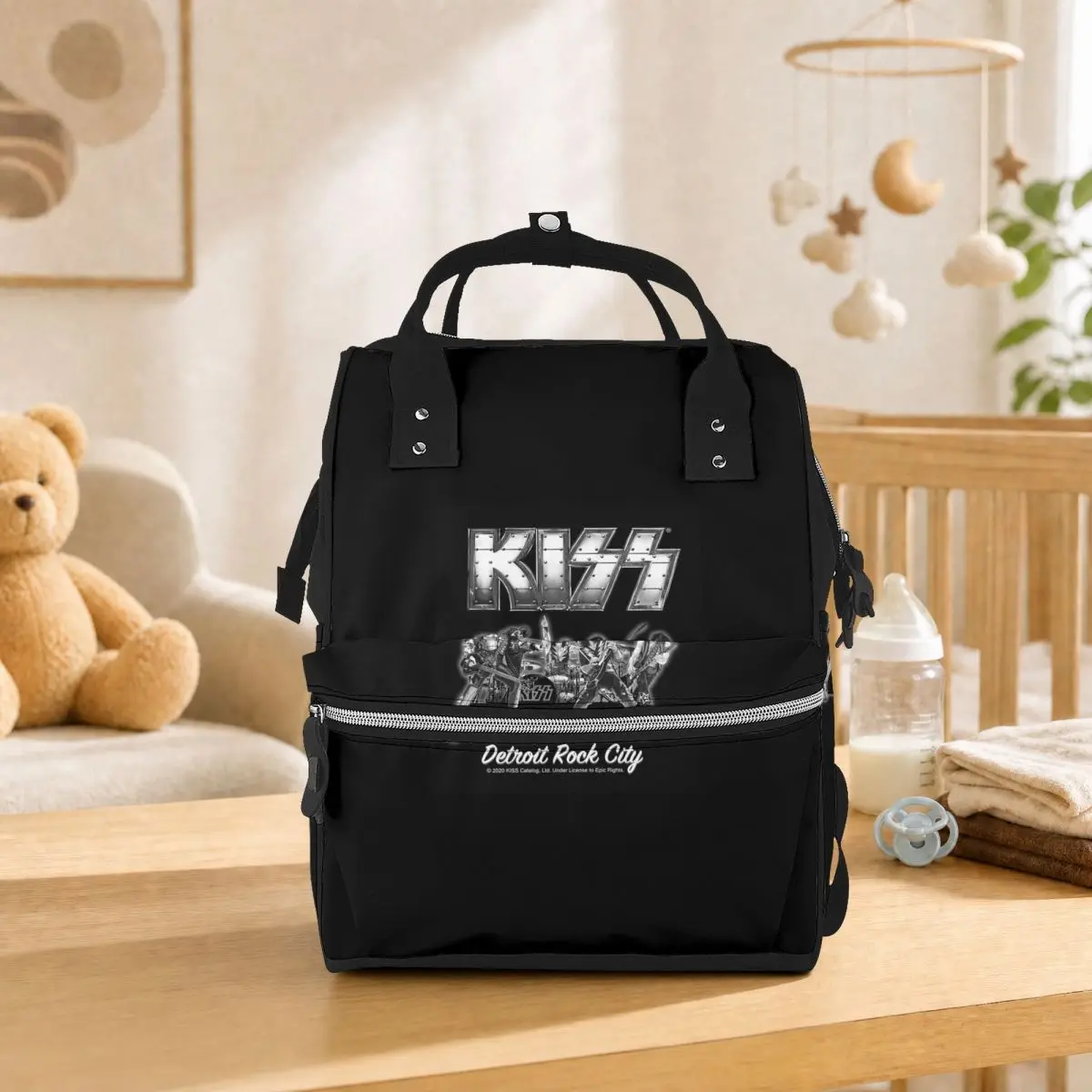 Kiss Rock Band Retor Student Backpack School Bag Hiking Travel Daypack for Men Women Bookbag Shoulder Bags
