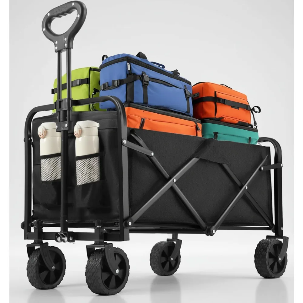 

Heavy Duty Collapsible Wagon Cart 220lbs Foldable Portable All-Terrain Wheels Beach Camping Shopping Utility