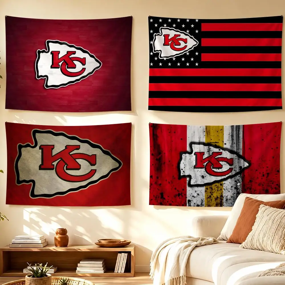 K-Kansas City Chiefs Tapestry Banner For College Dorm Bedroom Outdoor Living Room Wall Art Decor Party