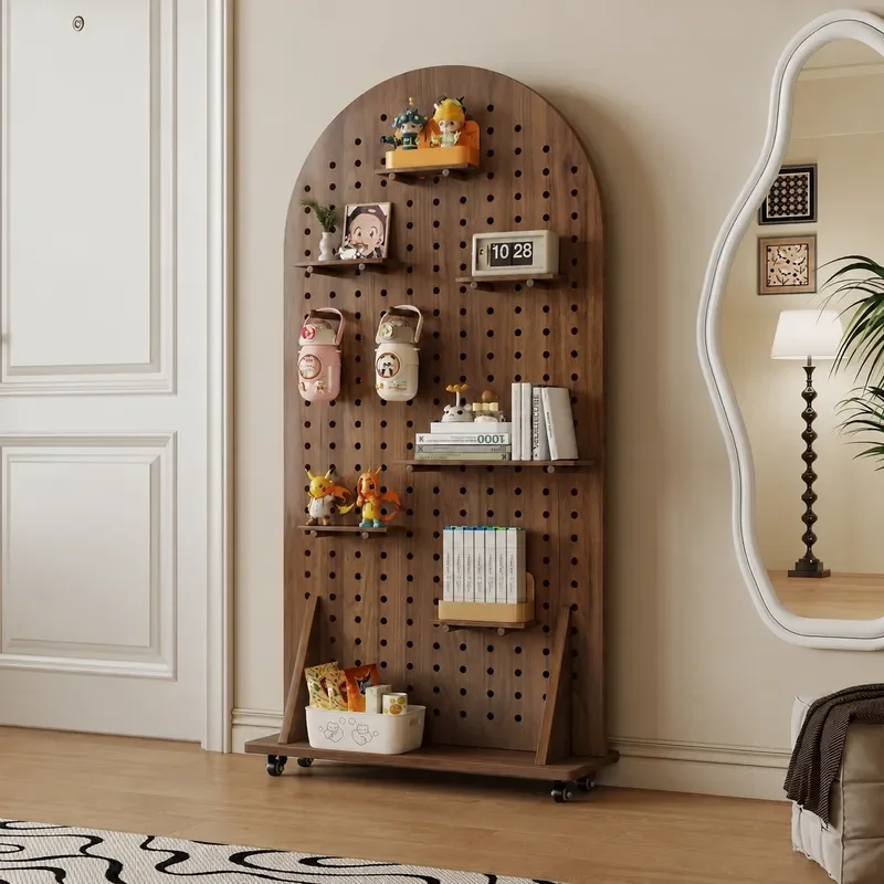 Vertical Movable Sports Equipment Storage Rack Cave Plate Floor Screen Partition for Living Room and Commercial Display Stand