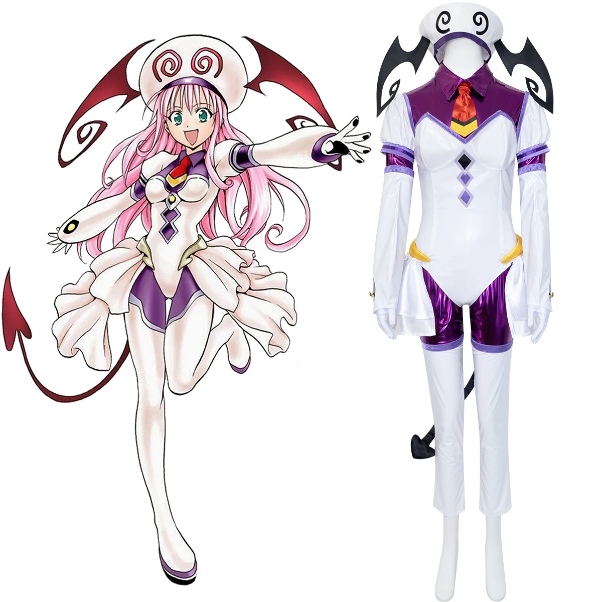 

To LOVE Ru Darkness Lala Satalin Deviluke Cosplay Costume Anime Style White & Purple Princess Outfit