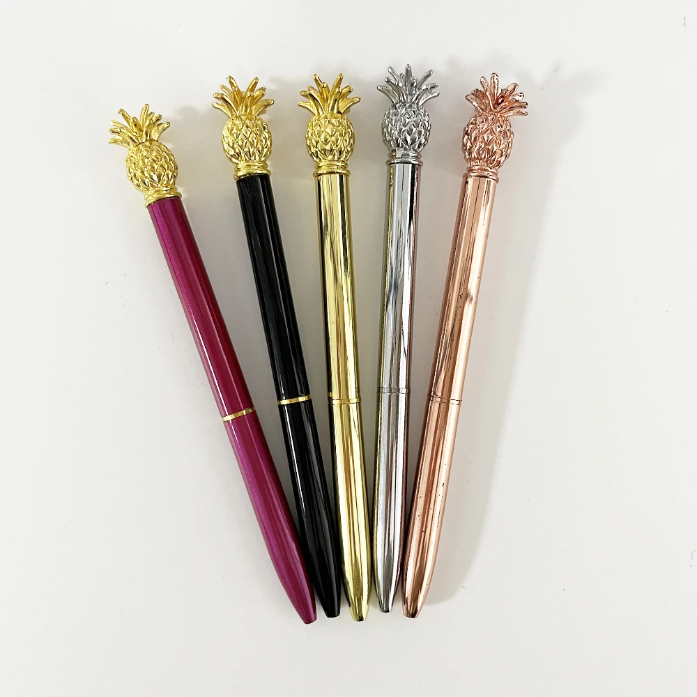 5 Pcs Random Color Pineapple Head Neutral Penmetal Plastic Black  Red  Silver  Yellow Rose Gold Office And Learning Smooth