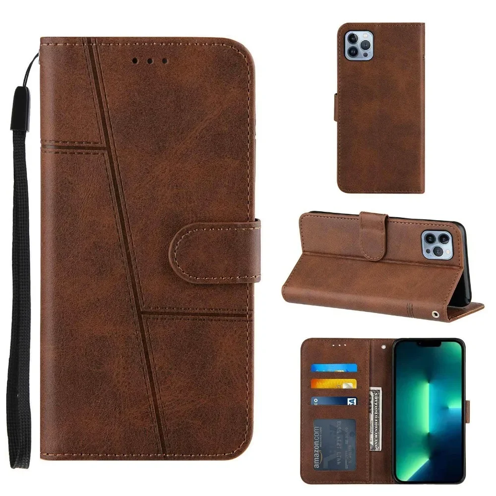 

Simple Pc Leather Holster Shell IPhone 15 14 ProMAX 13 Min 12 11 Flip Business Fation Card Insertion Wallet Bracket Phone Case