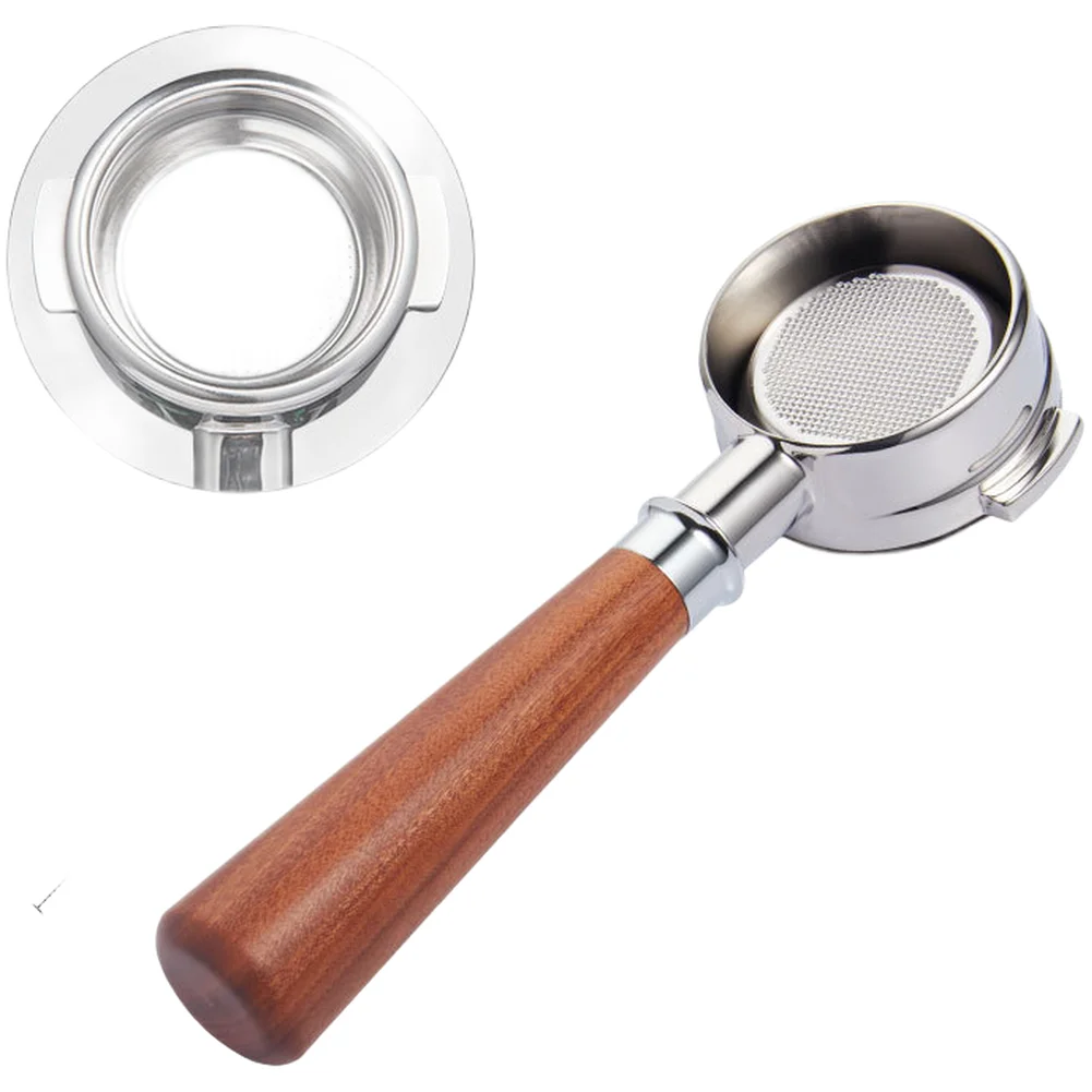 

Ручка портафильтра для эспрессо без дна, 58 мм, с нержавеющей сталью и деревянной ручкой для надежной производительности кофемашины