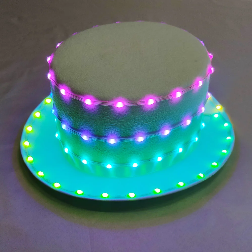 

Full color LED hat party glow-in-the-dark hat Neon LED costume Bar Show Christmas Halloween stage show lighting supplies