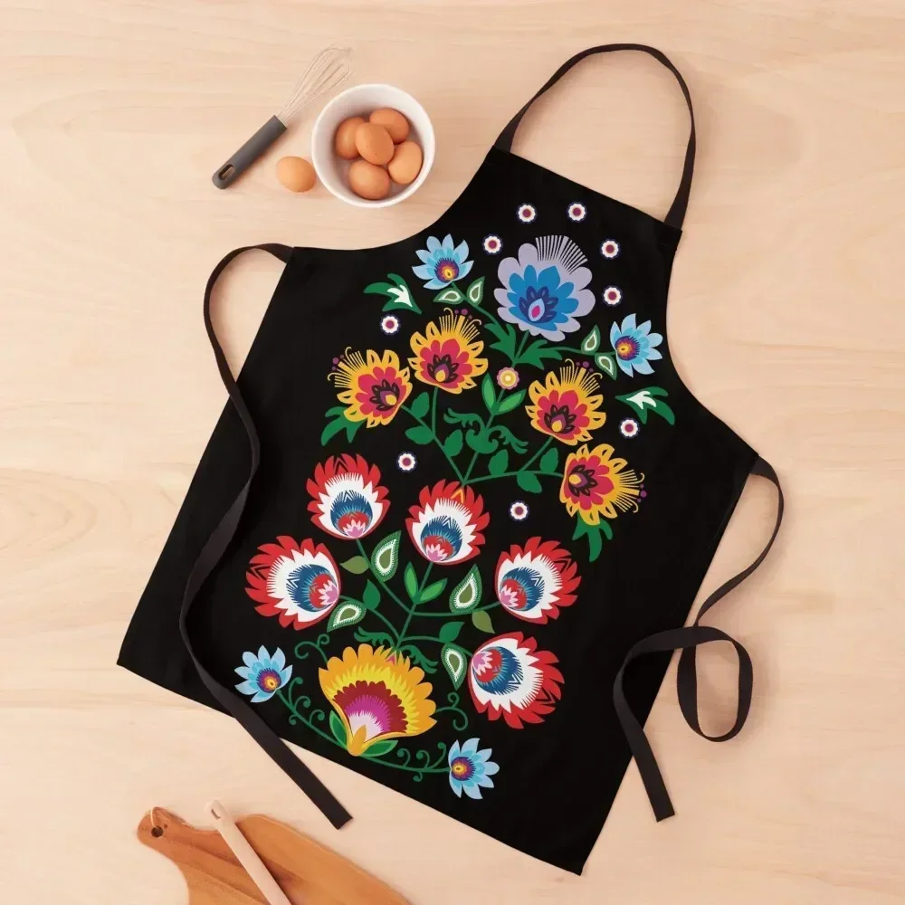 

Unique folk composition on black Apron Women's Dress Things For The Home Kids Art Apron