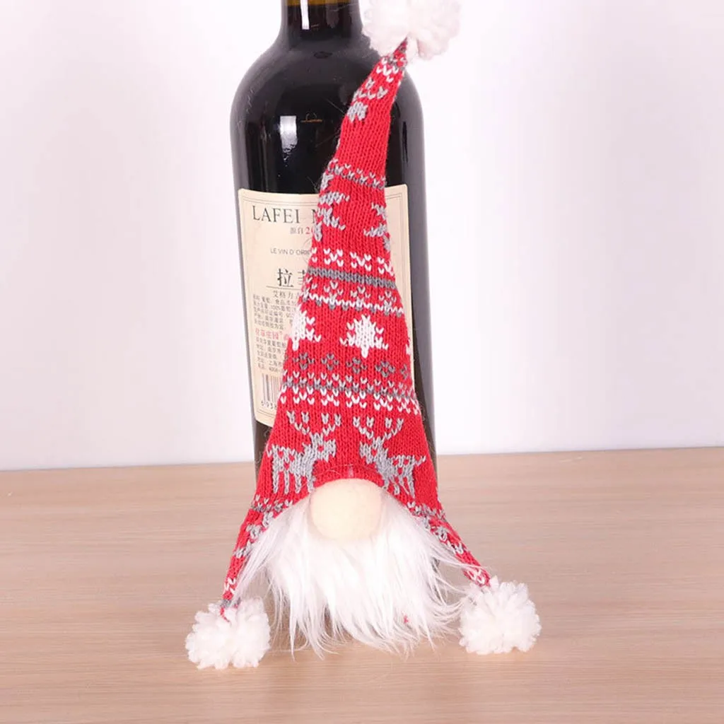 Christmas Decoration Faceless Doll Wine Bottle Holder Santa Claus Wine Bag Navidad Decoraciones Para El Hogar новогодние украшен