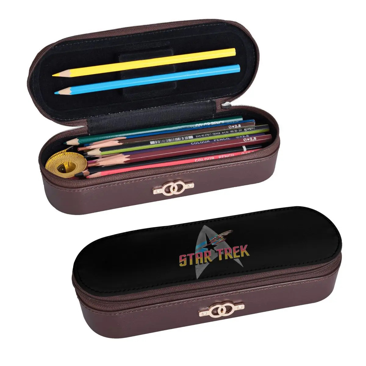Star Treks Science Fiction TV Series _pixian_ai Leather Pencil Case Pen Holder Storage Stationery Supplies Pen Box