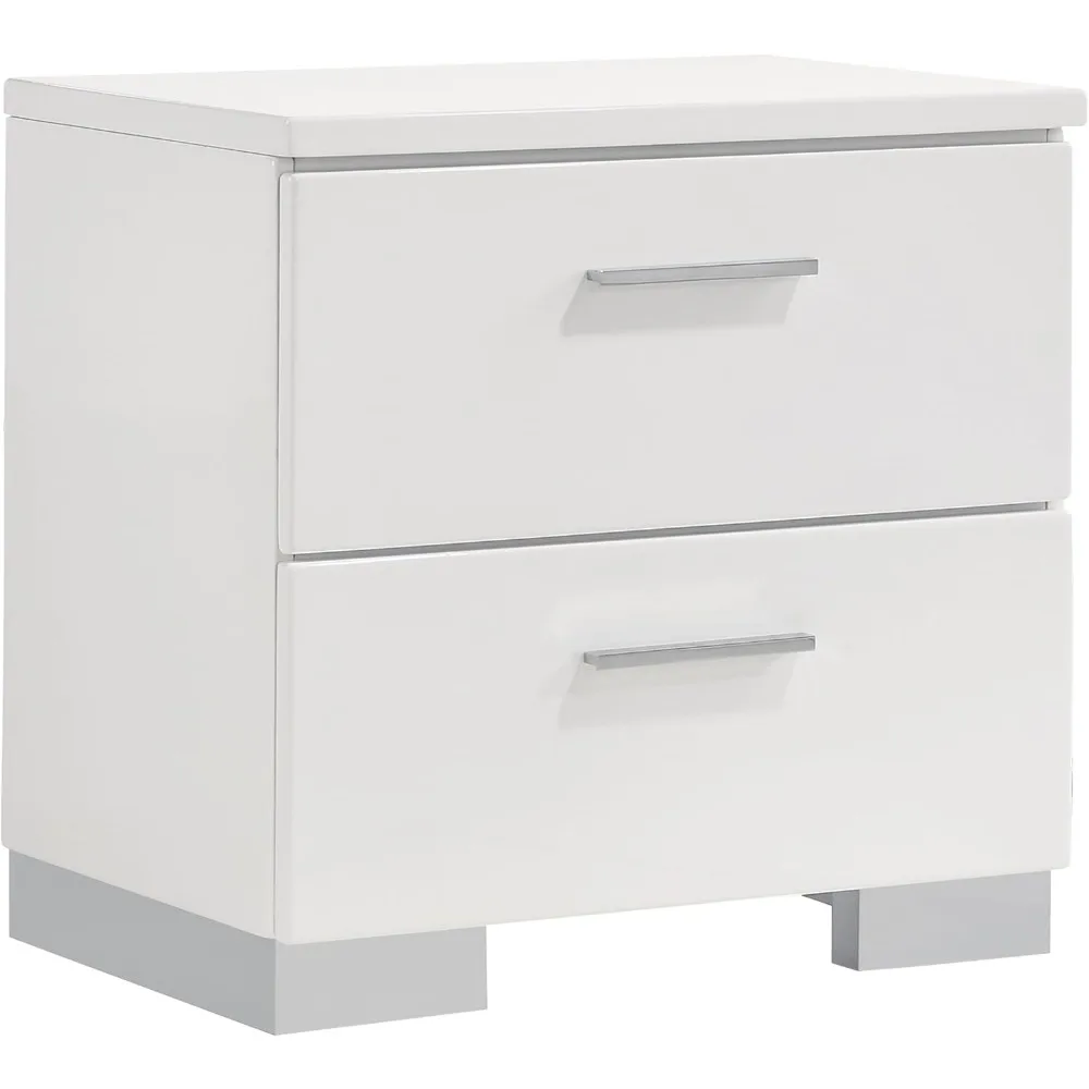 

modern felicity 2-drawer nightstand in white high gloss finish for contemporary home decor