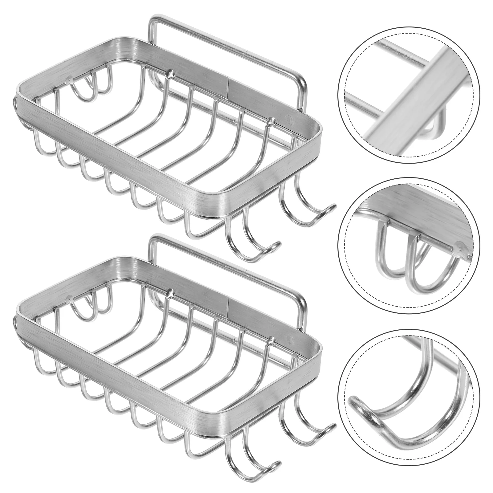 

2pcs Stainless Steel Soap Holder Adhesive Drainable Tray Corrosion Resistant Wall Mount Space Saving Fits Most Soaps No Drilling