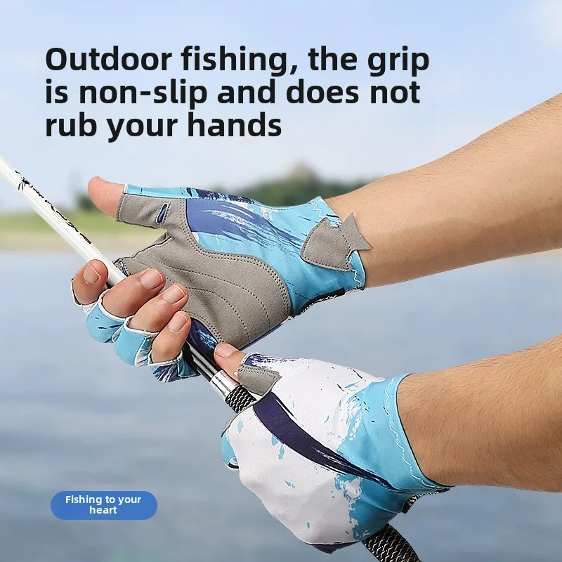 Fishing gloves Summer Outdoor Fishing Gloves Half Finger Sports Training Fitness Non-Slip Wear Breathable